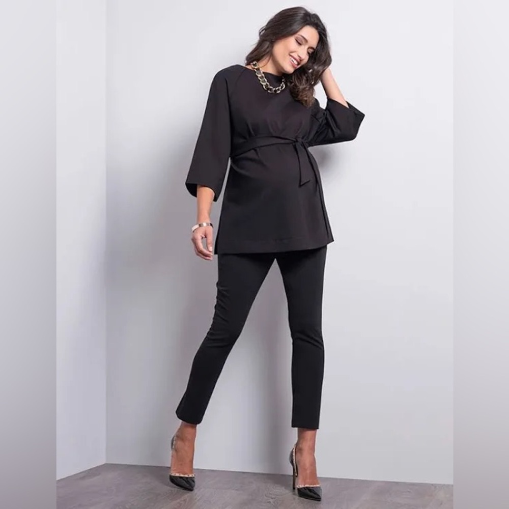 Black Ponte Maternity Top